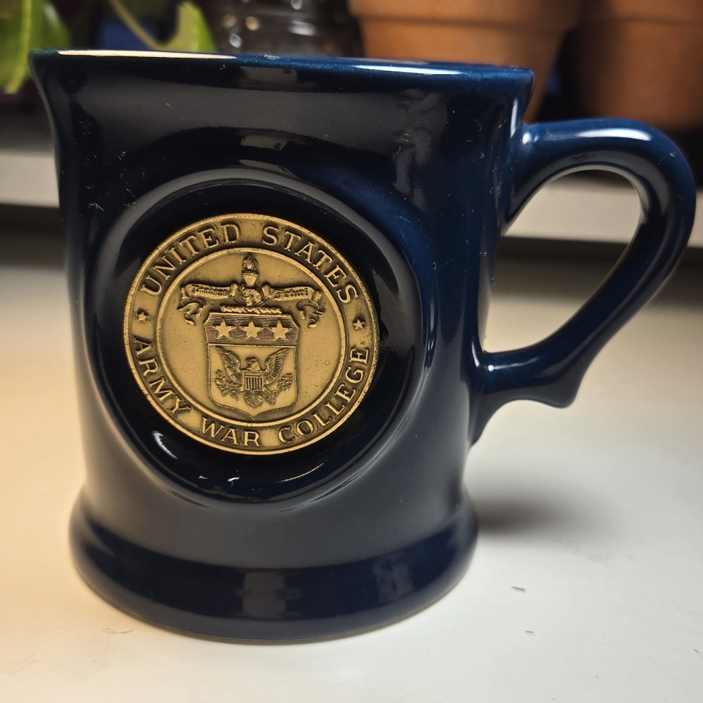 United States Army War College Mug Royal Blue With Coin Style Emblem - 10 Ounces